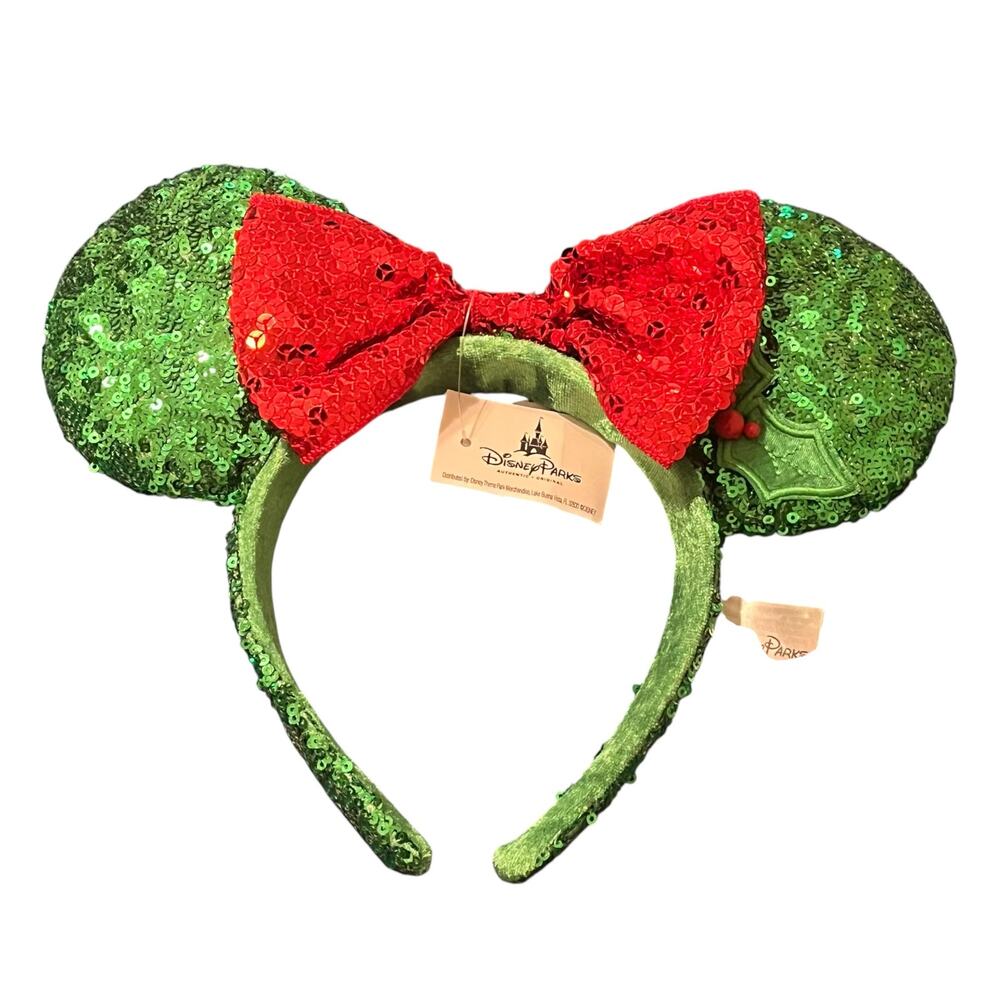 Disney Green Sequin Holly Minnie Ears